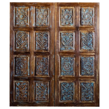 Consigned Floral Carved Bedroom Door, Custom Doors, Barn Doors, Interior Doors