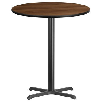 Bowery Hill 36" Round Restaurant Bar Table in Black and Walnut