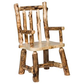 Rustic Aspen Log Dining Chair With Arms, Set of 2