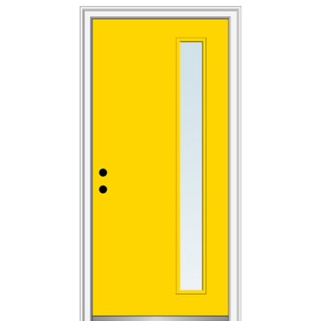 30 in.x80 in. 1 Lite Clear Right-Hand Inswing Painted Fiberglass Smooth Door