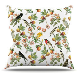 Contemporary Outdoor Cushions And Pillows Debora Chodik "Black Bird Rapport" Throw Pillow, 16"x16", Outdoor