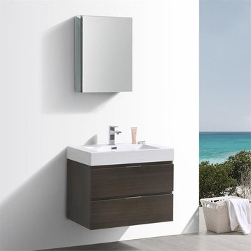 Fresca Valencia 30" Wall Hung 2-drawer Wood Bathroom Vanity in Gray Oak