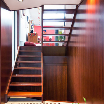 Mahogany staircase, mahogany wall panels