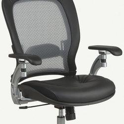 Air Grid Back Black Executive Office Chair with Platinum Finish Accents - Office Chairs