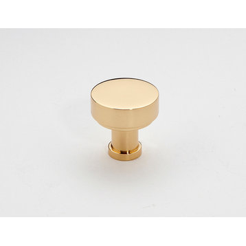 Alno A716-1 Moderne 1" Round Flat Disc Mushroom Solid Brass - Unlacquered Brass