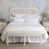 Blanka French Country Antique White Elegant Caned Queen Headboard