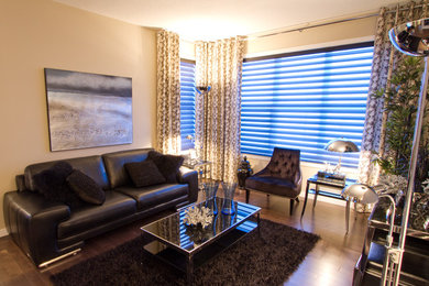 Design ideas for a modern living room in Calgary.