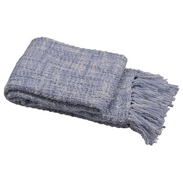 Jumbo Naga Knitted Throw Blanket, Ashley Blue, 60"x80"