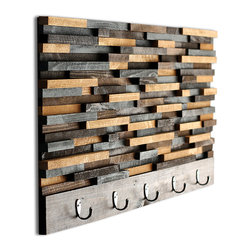 Makarios Decor - Wood Tile Coat Rack - Wall & Coat Hooks