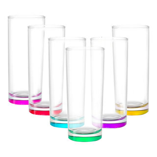 Joyjolt Hue Colored Highball Drinking Glasses - 13 Oz - Set Of 6