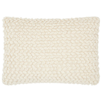 Off White Knotted Detail Lumbar Pillow