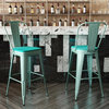 Carly Commercial Grade 30" High Metal Indoor-Outdoor Bar Stool, Mint Green/Mint Green