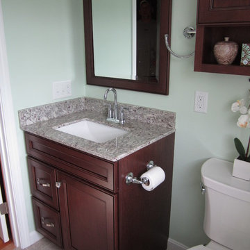 Transitional Subway Shower tile Bathroom remodel w/Mexico stain cabinets