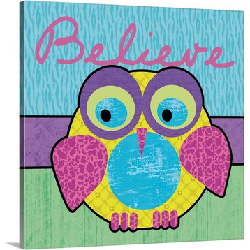 Believe Owl Wrapped Canvas Art Print, 16"x16"x1.5"