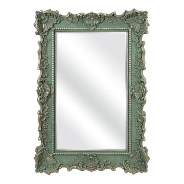 Imax Worldwide Sophia Wall Mirror in Green/Gold