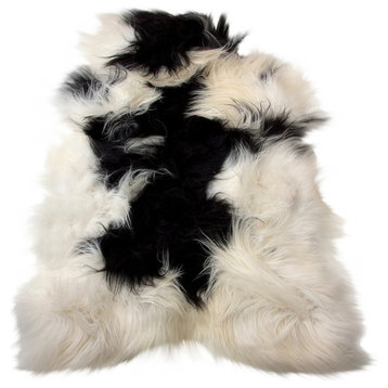 Natural 100% Icelandic Sheepskin Single Long Haired 2'x3' Spotted