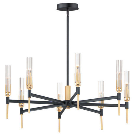 Flambeau 8-Light 33" Wide Black/Antique Brass Chandelier