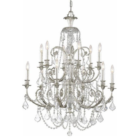 Regis 12 Light Clear Spectra Crystal Silver Chandelier