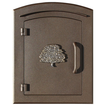 Non-Locking Column Mount Mailbox With "Decorative Oak Tree Logo", Bronze