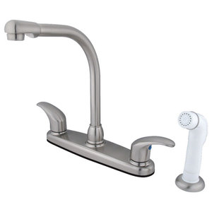Silver/Pewter 8 Kingston Brass KB6578LL Legacy Kitchen Faucet Single Lever Handle with White Sprayer 