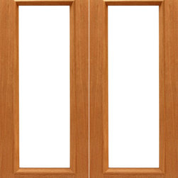 1-lite-R/M Interior Brazilian Mahogany Raised Moulding IG Glass Double Door - Interior Doors