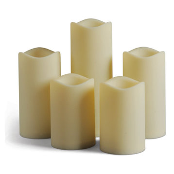 Battery-Operated Flameless LED Resin Candles, 5-Piece Set