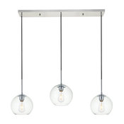 3-Light Pendant With Clear Glass, Chrome