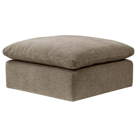 Linen Upholstery Modular Ottoman, Beige