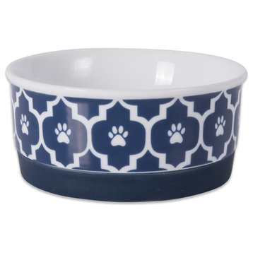 DII Pet Bowl Lattice Nautical Blue Small 4.25dx2h, Set of 2
