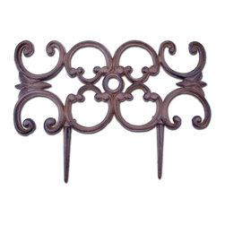 Import Wholesales - Decorative Edging, Ornate Design, Brown Cast Iron, 16.5" Wide, Pair Of 2 - Garden Statues And Yard Art