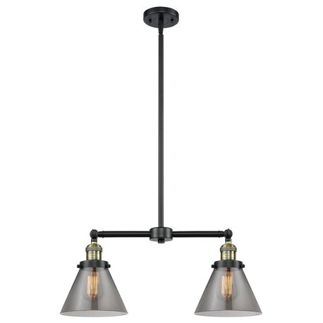 Innovations 2-LT Large Cone 22" Chandelier - Black Antique Brass