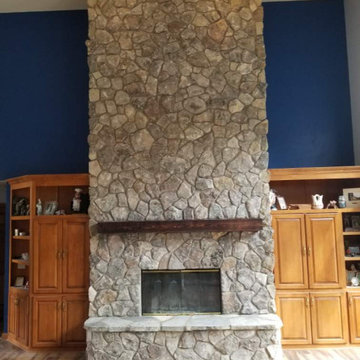 Moss Rock Real Thin Stone Veneer Fireplace