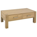 Bentley Designs - Turin Coffee Table With Drawers, Light Oak - Turin Light Oak Coffee Table with Drawers will add an indulgently warm feel to any room. With rustic oak veneers set in solid American oak frames in a rich oiled finish, Turin dining naturally embodies a casual and contemporary aesthetic.