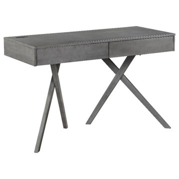 Furniture of America Alto Wood Writing Desk with USB in Gray