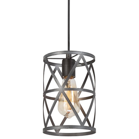 LNC Modern 1-Light Brushed Black Cage Mini Kitchen Island Pendant Light