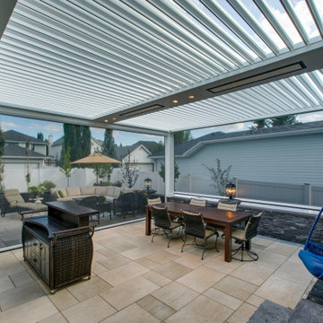 South Calgary StruXure Adjustable White Pergola Enclosed with Phantom Screens