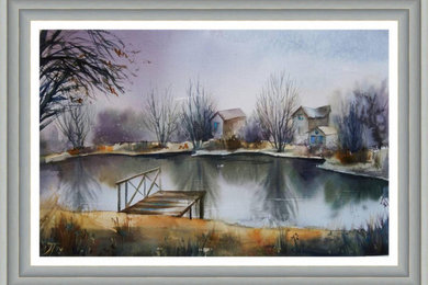 Картина для интерьера "Ноябрьское озеро"