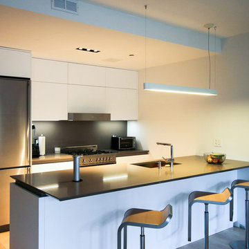 Park Slope, Brooklyn, New York Handleless modern kitchen in white