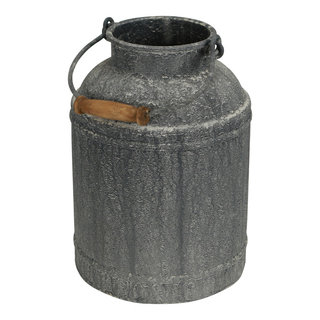 Classic Galvanized Metal Jug With Handle, Gray - BM02378