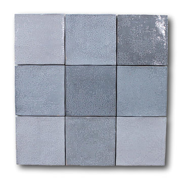 Mestizaje Zellige 5 x 5 Ceramic Tiles - Gray Decor, 9 Sq Ft