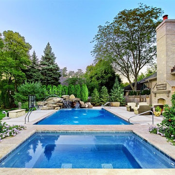 Hinsdale, IL Swimming Pool, Spa and Grotto with Fire Features