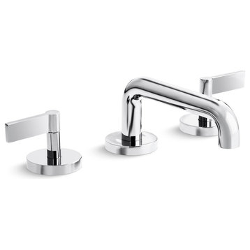 One Sink Faucet, Low Spout, Lever Handles, Polished Chrome