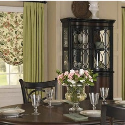 Floral Shades Shades & Green Drapes - Roman Shades