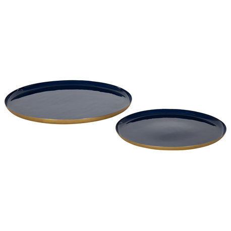 Neila Metal Tray Set, Navy Blue