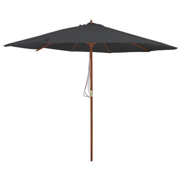 8.5ft Outdoor Patio Market Umbrella with Wooden Pole  Gray