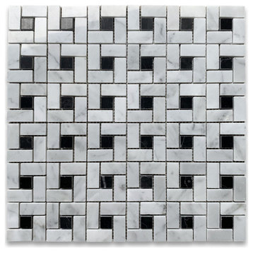Carrara White Venato Marble Pinwheel Windmill Mosaic Tile Polished, 1 sheet