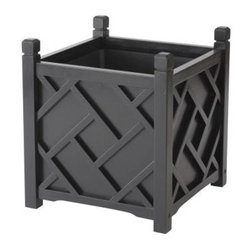 DMC 14-inch Square Black Chippendale Planter - Outdoor Pots And Planters
