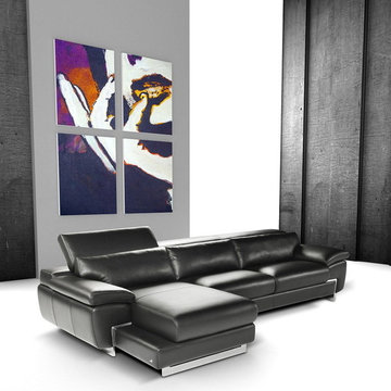 Oregon I Black Italian Leather Left Facing Sectional Sofa - $4729.05
