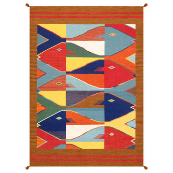Tuscany Reversible Wool Multicolor Area Rug- 5' 1'' X 7' 3''
