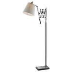 Lite Source - Lite Source Caprilla Floor Lamp - EXTENDABLE FLOOR LAMP, BN/BLACK/L.GREY FABRIC SHADE, A 60W